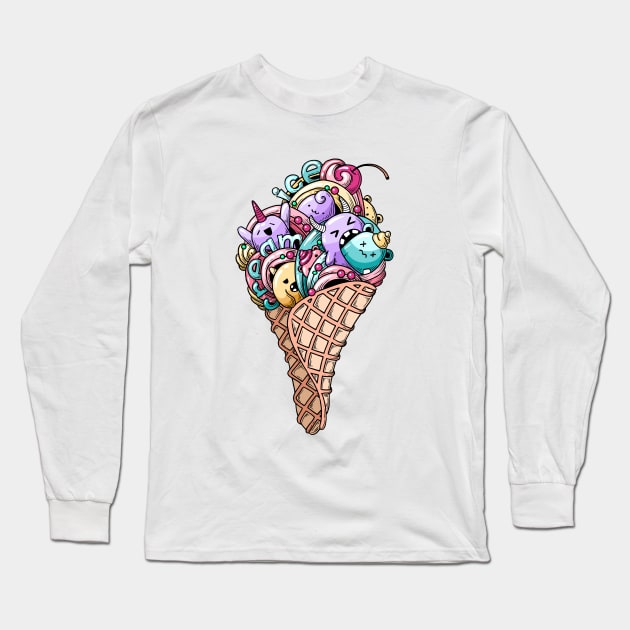 Monsters ice cream Long Sleeve T-Shirt by Mako Design 